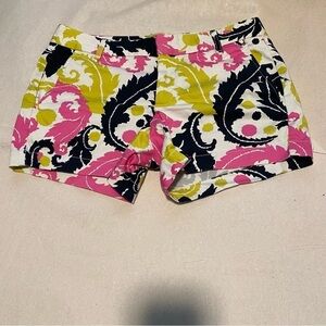 Banana Republic Lime, Pink, Navy, White Floral Print Shorts Cotton Spandex 6P